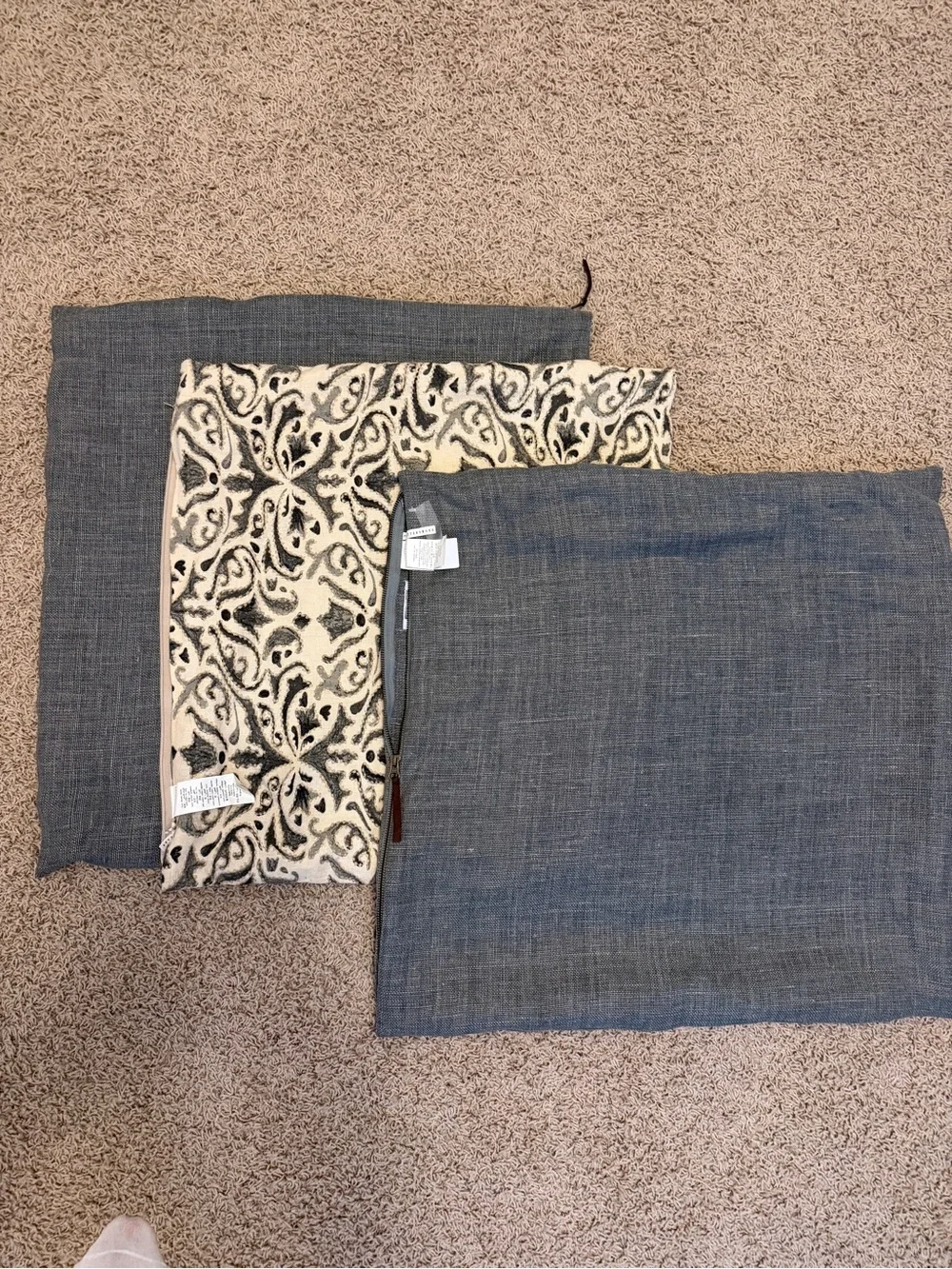 Pottery Barn Gray Woven Pillow Cover with Hidden Zipper